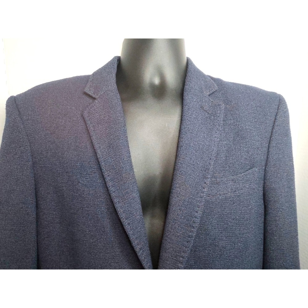 Angelo Litrico Blue Textured Slim Fit Two Button Top Stitch Sport Coat US 42 - Picture 2 of 14